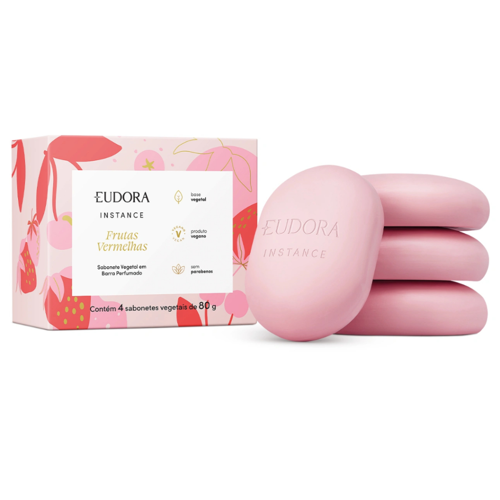Sabonete em Barra Frutas Vermelhas Instance 4x80g - EUDORA | Shopee Brasil