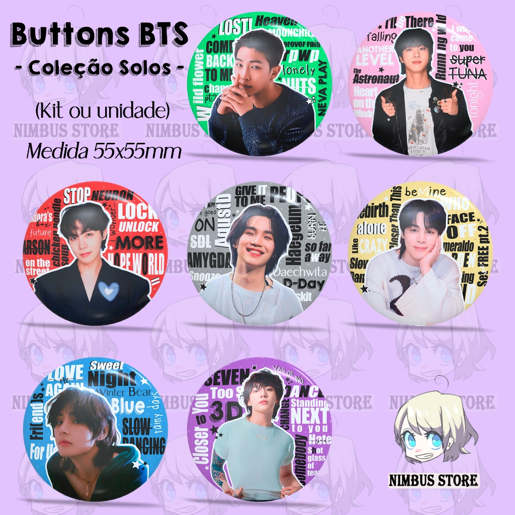 Kit Botton BTS OT7 RM Jin Suga J-Hope Jimin V Jungkook army kpop pin ...