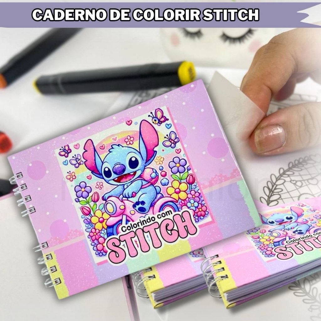 Caderno de desenho para pintar Stitch 50 Folhas A5 capa dura fofo ...