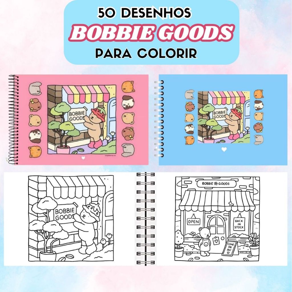 Livro De Colorir Bobbie Goods Capa Flexível 50 Páginas A5 - Envio ...