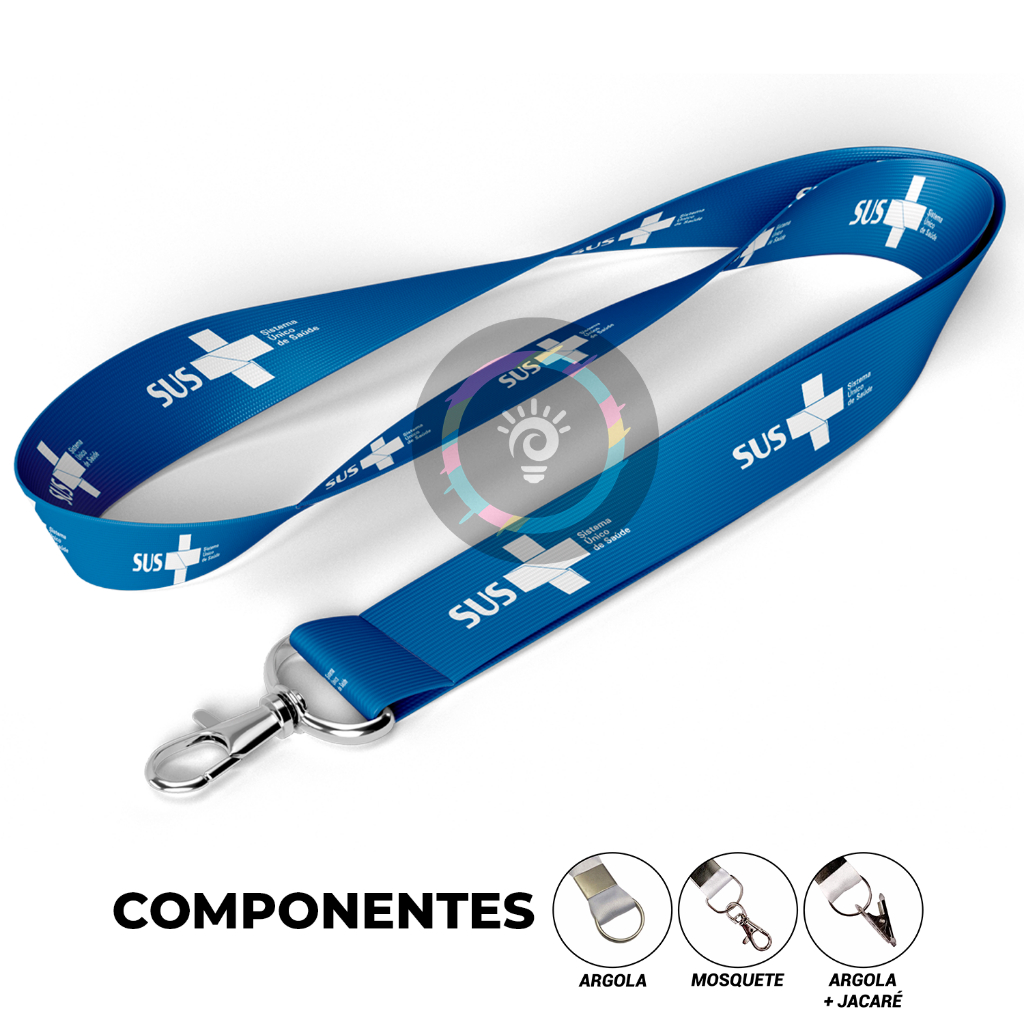 CORDÃO CRACHÁ PERSONALIZADO SUS AZUL | TRES TIPOS DE ACABAMENTO ...