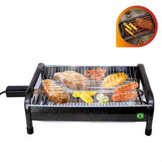 *PROMOÇÃO* Churrasqueira Elétrica Portátil Com Resistência 110v 220v Gourmet Com Pés Grill Alumínio