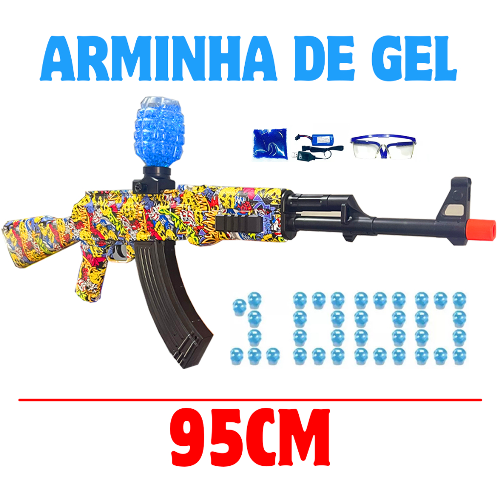 Arma Gel Ak47 Automática Elétrica Metralhadora Grande Ponteiro LED ...