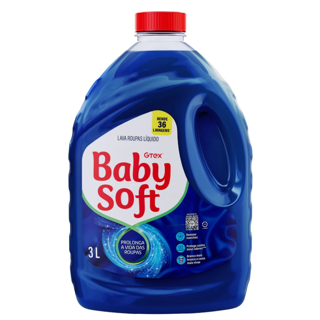 Kit 3 Lava Roupas Liquido Baby Soft Max Performance - Azul 3L