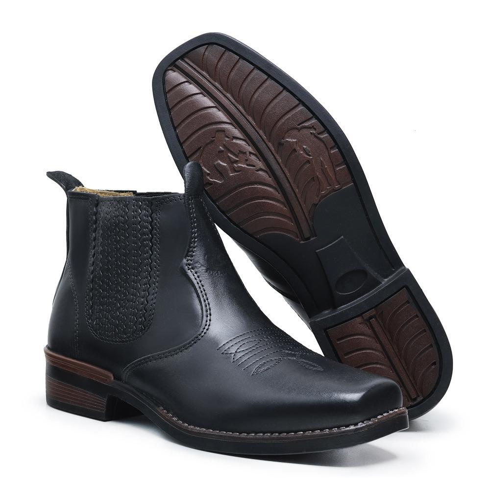 Botina Cowboy Rodeio Masculino Couro Legitimo Bico Quadrado | Shopee Brasil