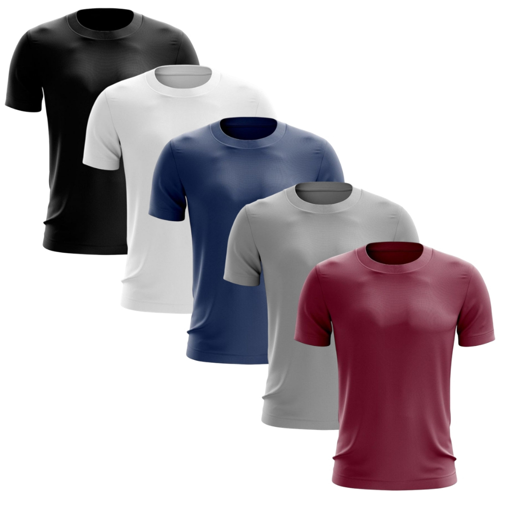 Kit 5 Camisetas Dry Fit Masculina Casual Treino Academia Esportes Exercícios Corrida Cores Sortidas