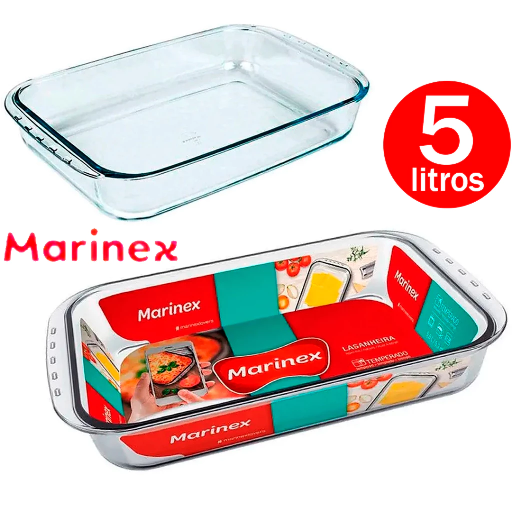 Assadeira Retangular de Vidro Marinex 5 Litros