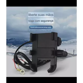 Suporte de Celular para Moto em Alumínio: USB Carregador, Trava Antirroubo, Giro 360° e Instalação no Retrovisor!