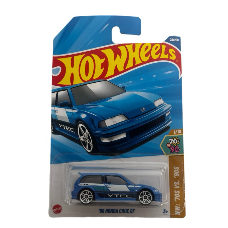 2025 Hot Wheels Blue 90 Honda Civic EF VTEC- HW 70's VS 90's #28