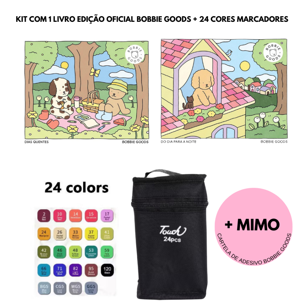 Livro de Colorir Oficial Bobbie Goods Caderno de Desenho Pintura + Kit ...