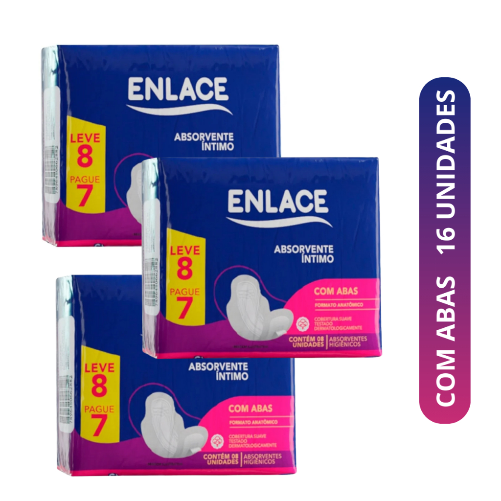 Kit 24 Absorventes Intimo Enlace com Abas Confortável Cobertura Suave e ...