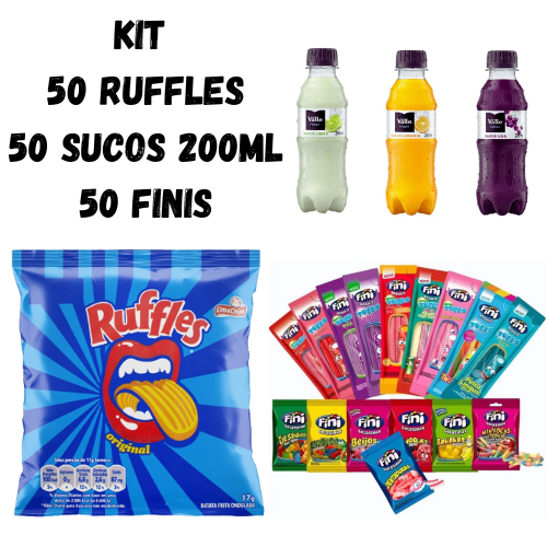 KIT 50 RUFFLES 17g + 50 SUCOS 200ml + 50 FINIS | Shopee Brasil