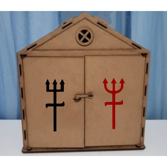 Casinha Tronqueira Exu e Pomba Gira 35x31x15cm em MDF 3mm | Shopee Brasil
