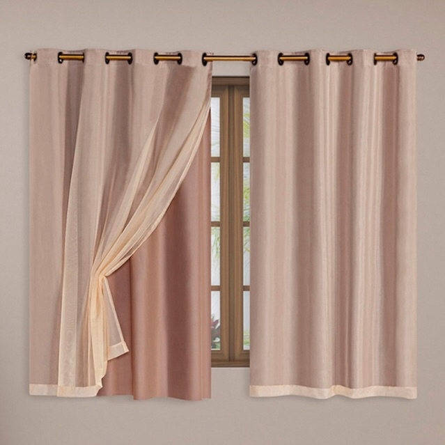 Cortina Blackout PVC C/Voil Liso Blecaute Corta 100% a Luz Para Quarto, Sala, Várias Cores e Medidas | Shopee Brasil