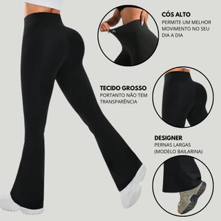 Calça Feminina Legging Flare Bailarina Cintura Alta