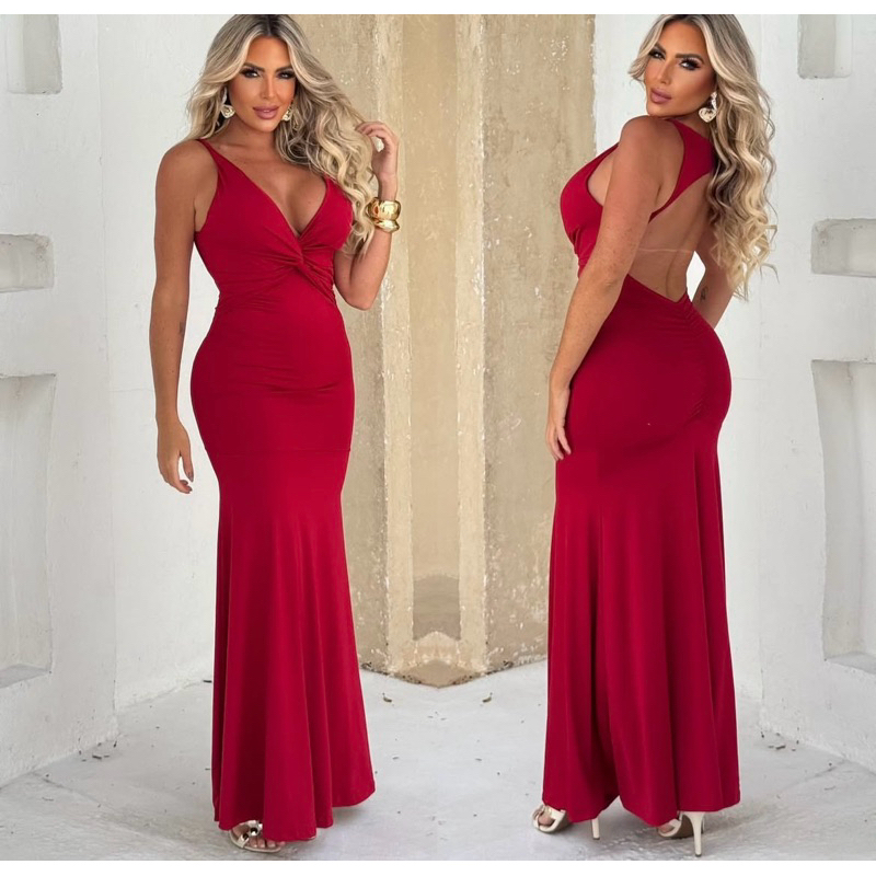 Vestido Longo feminino Costa Nua Vestido Sereia Festa Noite Eventos