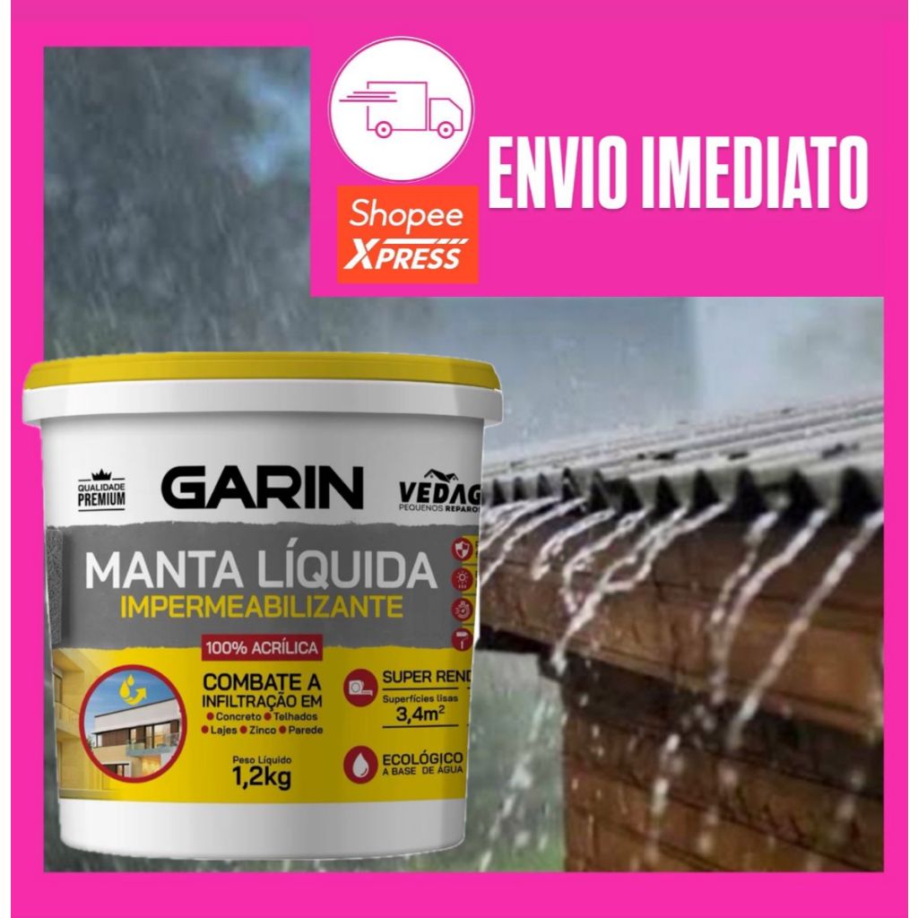 Manta Liquida Emborrachada 1,2kg Branco Impermeabilizante combate a ...