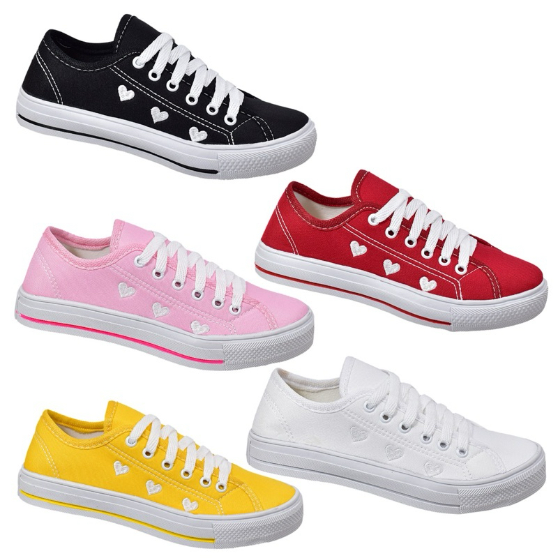 Tênis Sapatênis Casual Feminino Detalhe Coração Moda Básico
