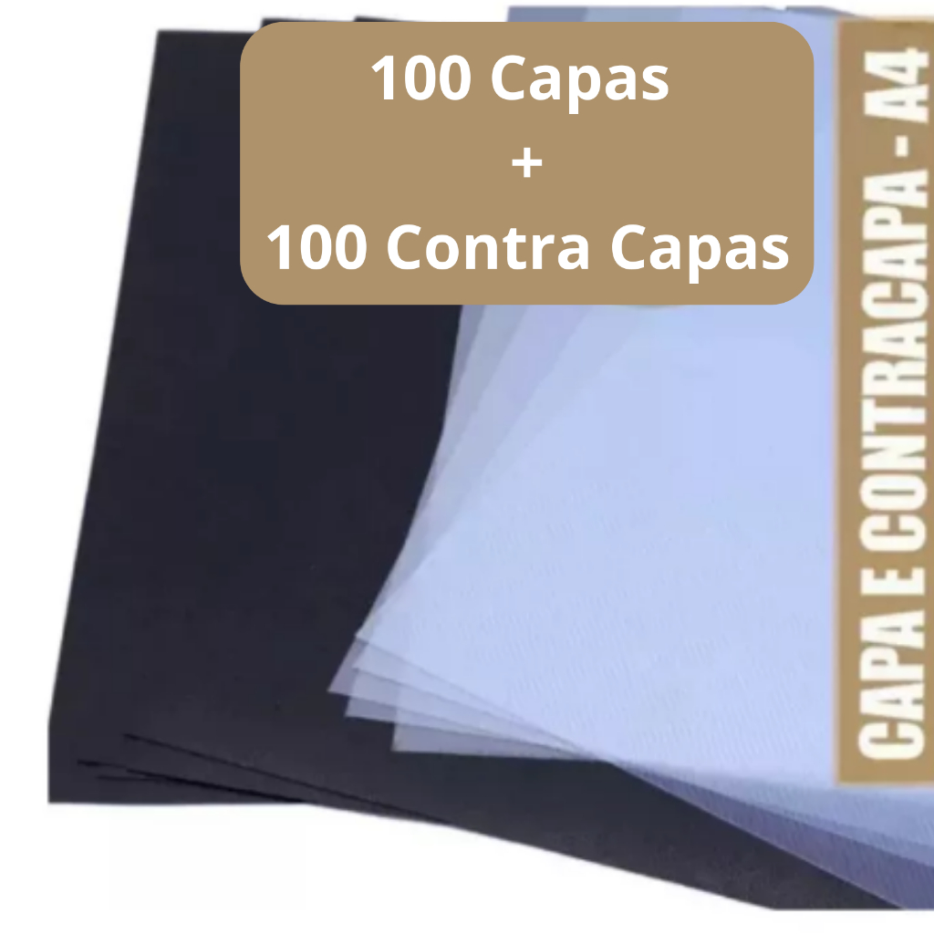 Kit Capa E Contra Capa Encadernação A4 Preta + Cristal 200un | Shopee ...