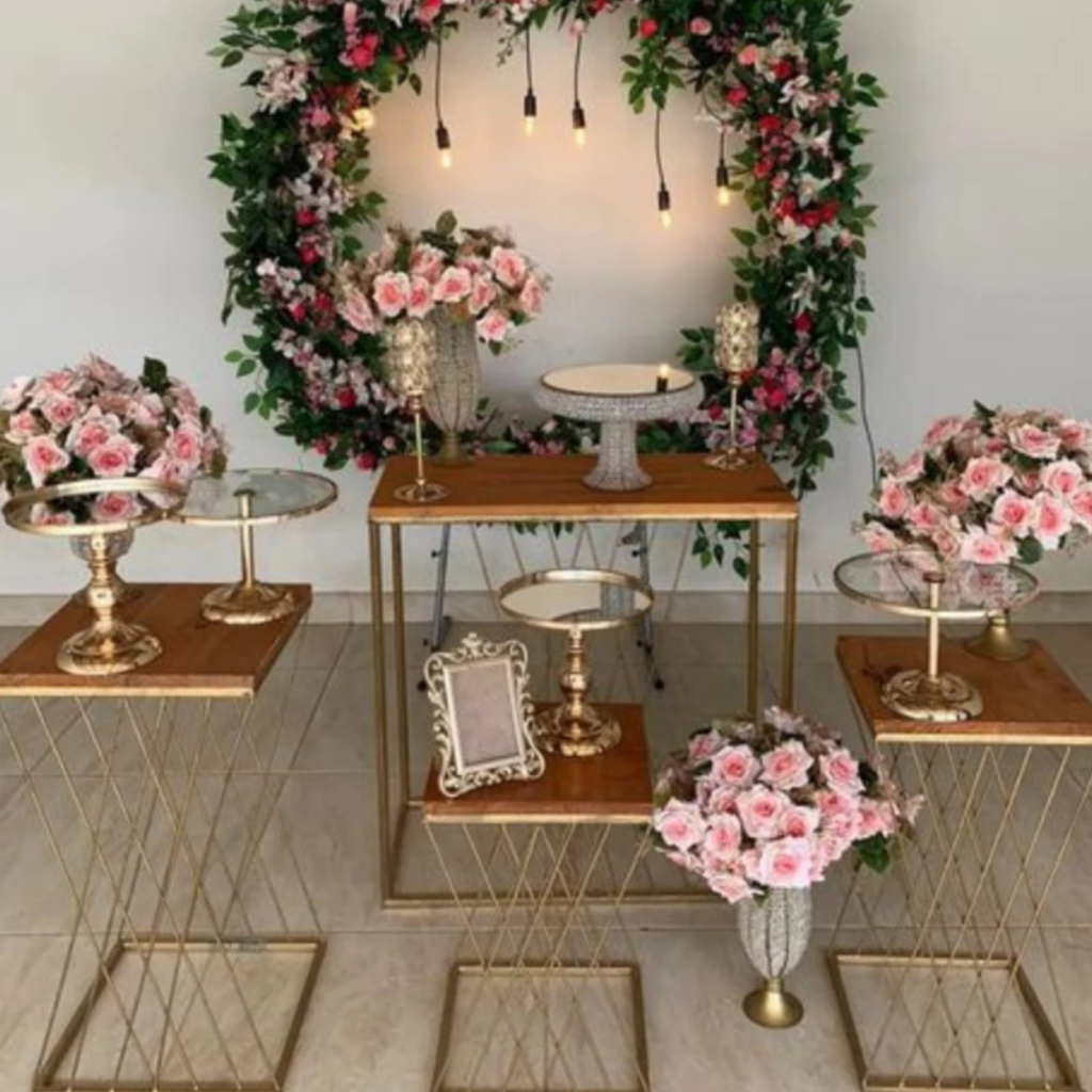 Pegue e monte kit de mesas de festa/decorativo 4 peças de ferro com ...