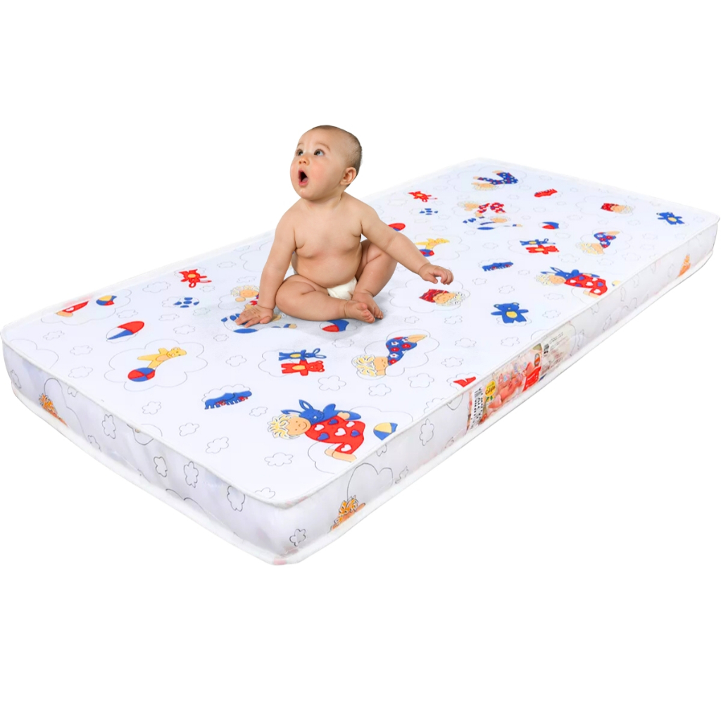 Colchão Infantil Berço Americano Bebê Impermeável 130x60 Mini Cama Branco Estampado Confortável