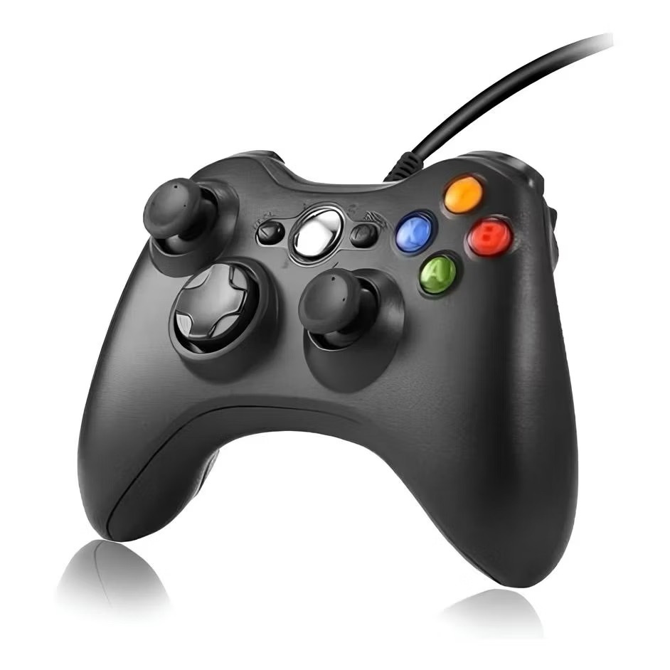 Controle De Xbox 360 Com Fio Para Video Game e PC Joystick Jogo Preto