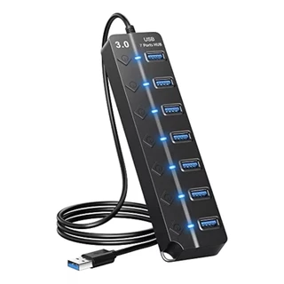 Hub Grande Cabo USB 3.0 Adaptador 7 Portas Alta Velocidade Notebook PC Mouse Teclado 5Gbps Pen Drive