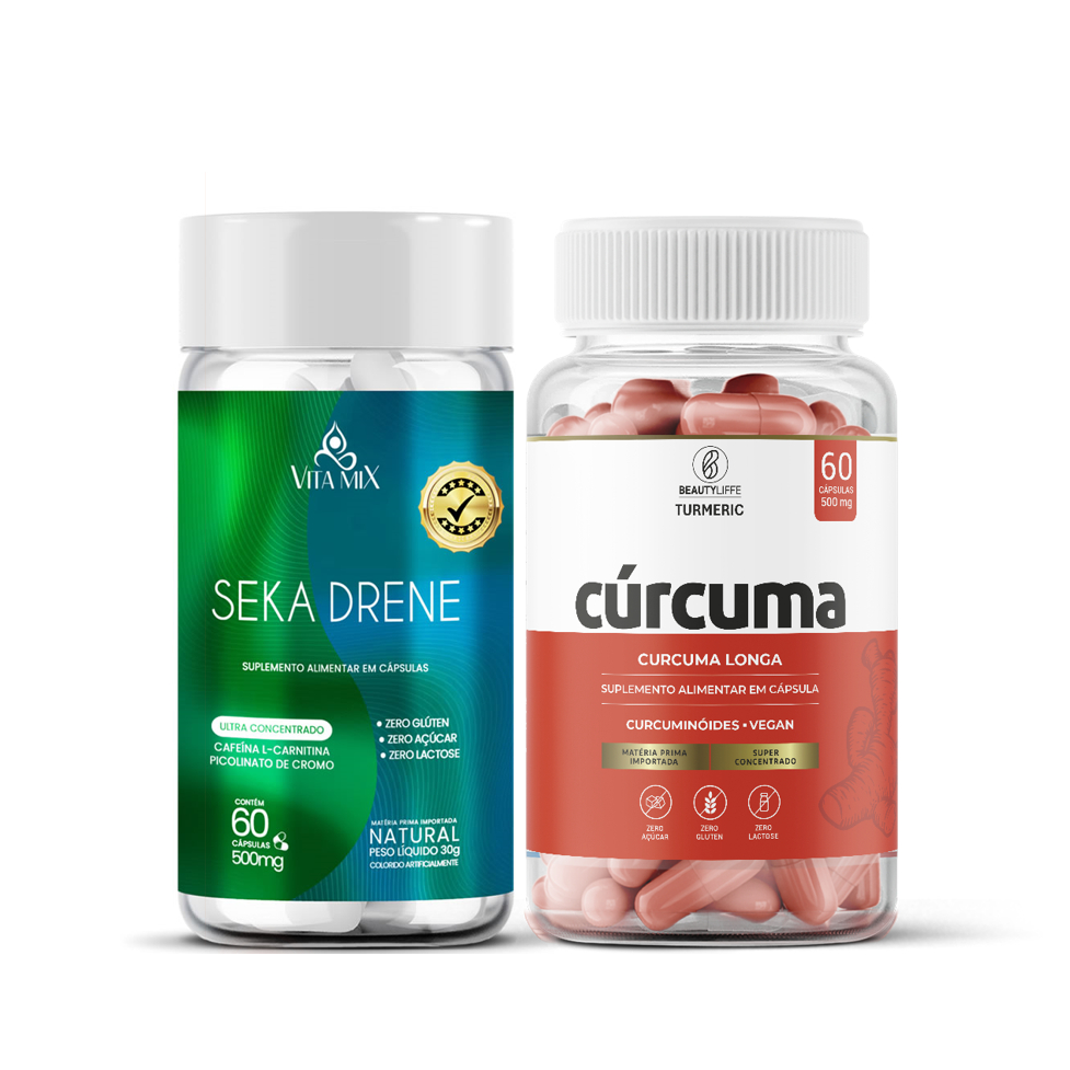 Seka Drene + Cúrcuma Beauty Liffe 60 caps - Termogênico com