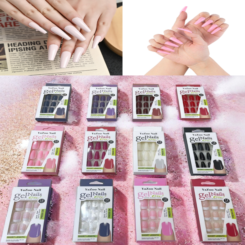 Kit 72 Unhas Postiças Autocolantes Diversas Cores | Shopee Brasil