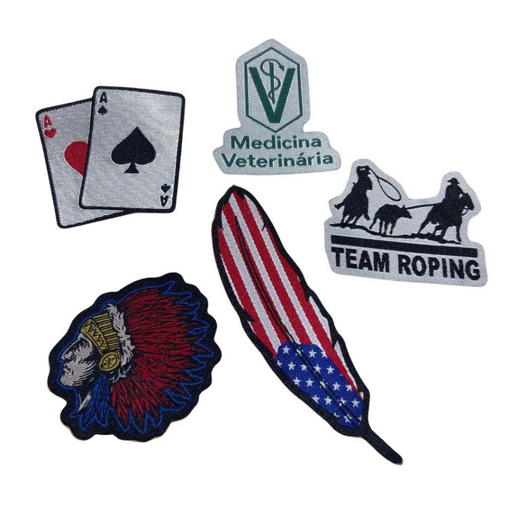 Kit 05 Adesivo Country para Chapéu e roupas Bordado Pena Cowboy Tecido