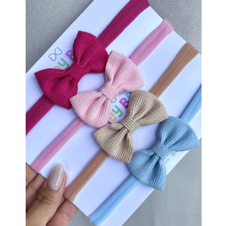 Kit 4 Laços para Bebê / Faixa Cabelo Lacinhos Infanti, Faixinha Recém ...