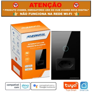 Interruptor Zigbee 1 Botão com Tomada 20a Preto Tuya Nova Digital Compatível Alexa > NÃO É WI-FI <