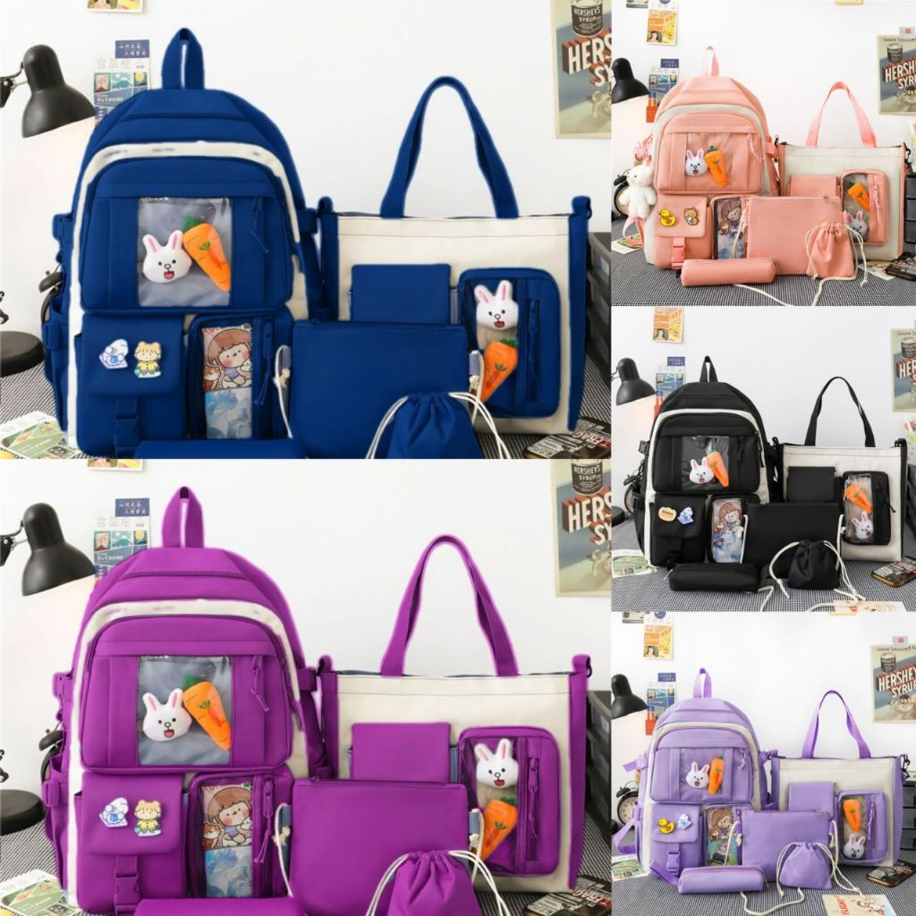 Kit 5 Bolsa Mochila Femina Musculina Escolar Magma Multiuso Jovem Verde