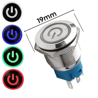 Botão Inox com Led Interruptor Tipo Trava 12V 24V