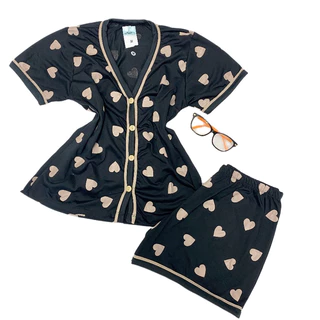 Pijama Americano Adulto Feminino Blogueira Verão Gola V Amamentação  abertura de botões Short doll em Oferta na Shopee