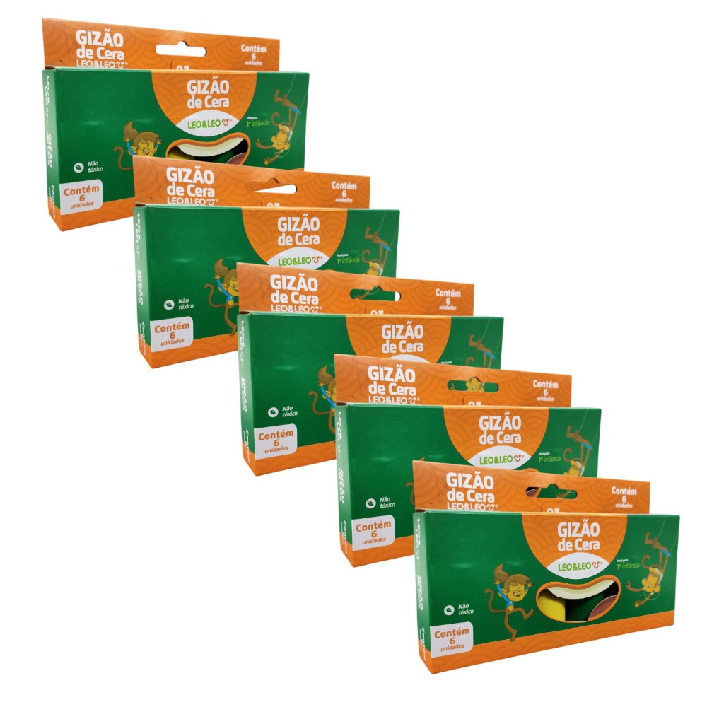 Giz de Cera Gizao Meu Primeiro Giz 6 Cores Grosso Jumbo Escolar
