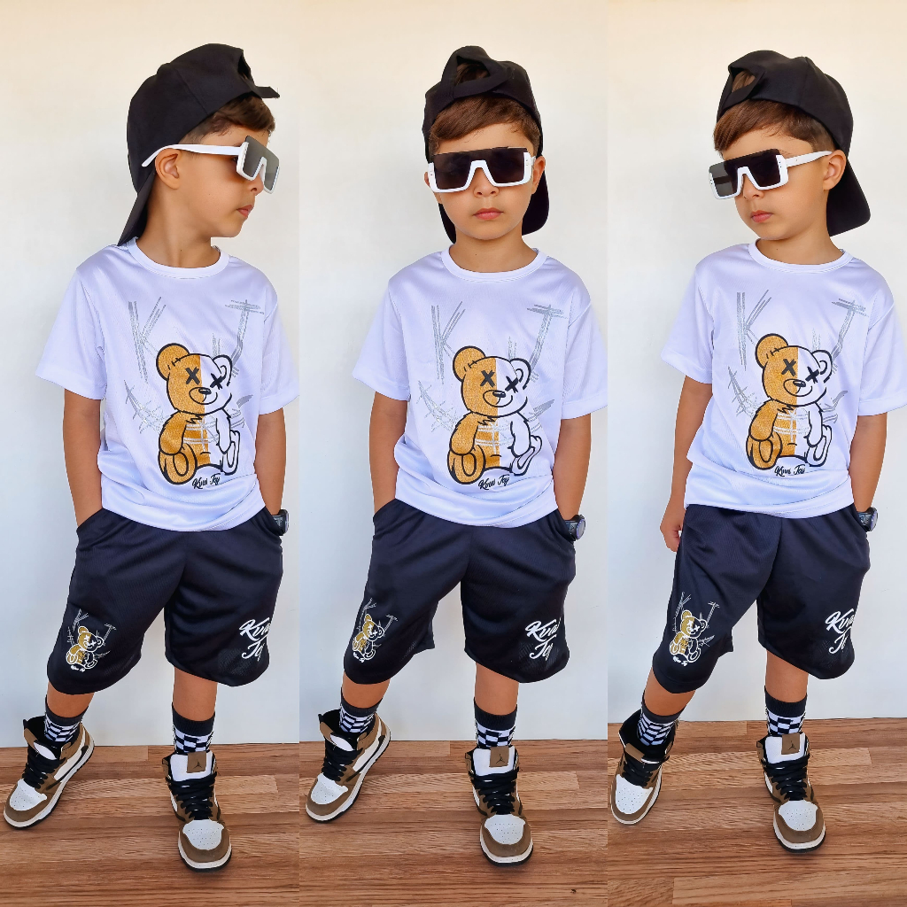 Conjunto Infanil Juvenil Menino Camisa e Bermuda ao 12 Anos