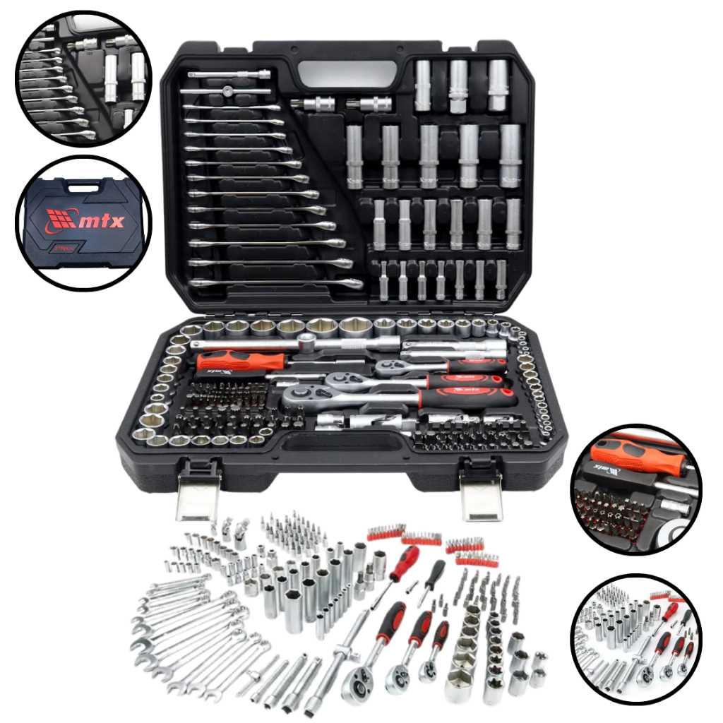 Kit Jogo De Soquete Chave Catraca 1/4 3/8 E 1/2 Pol. Mtx Combinada