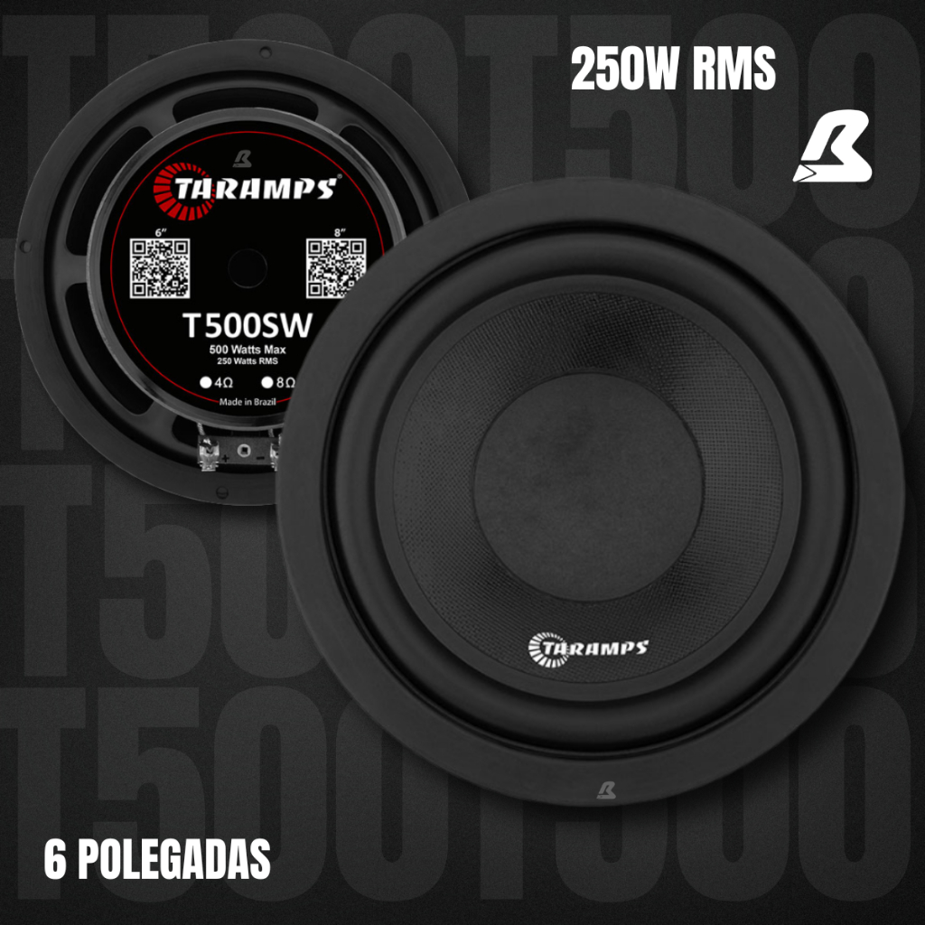 Alto Falante Subwoofer 6 POLEGADAS Taramps 250w rms 4ohms T500