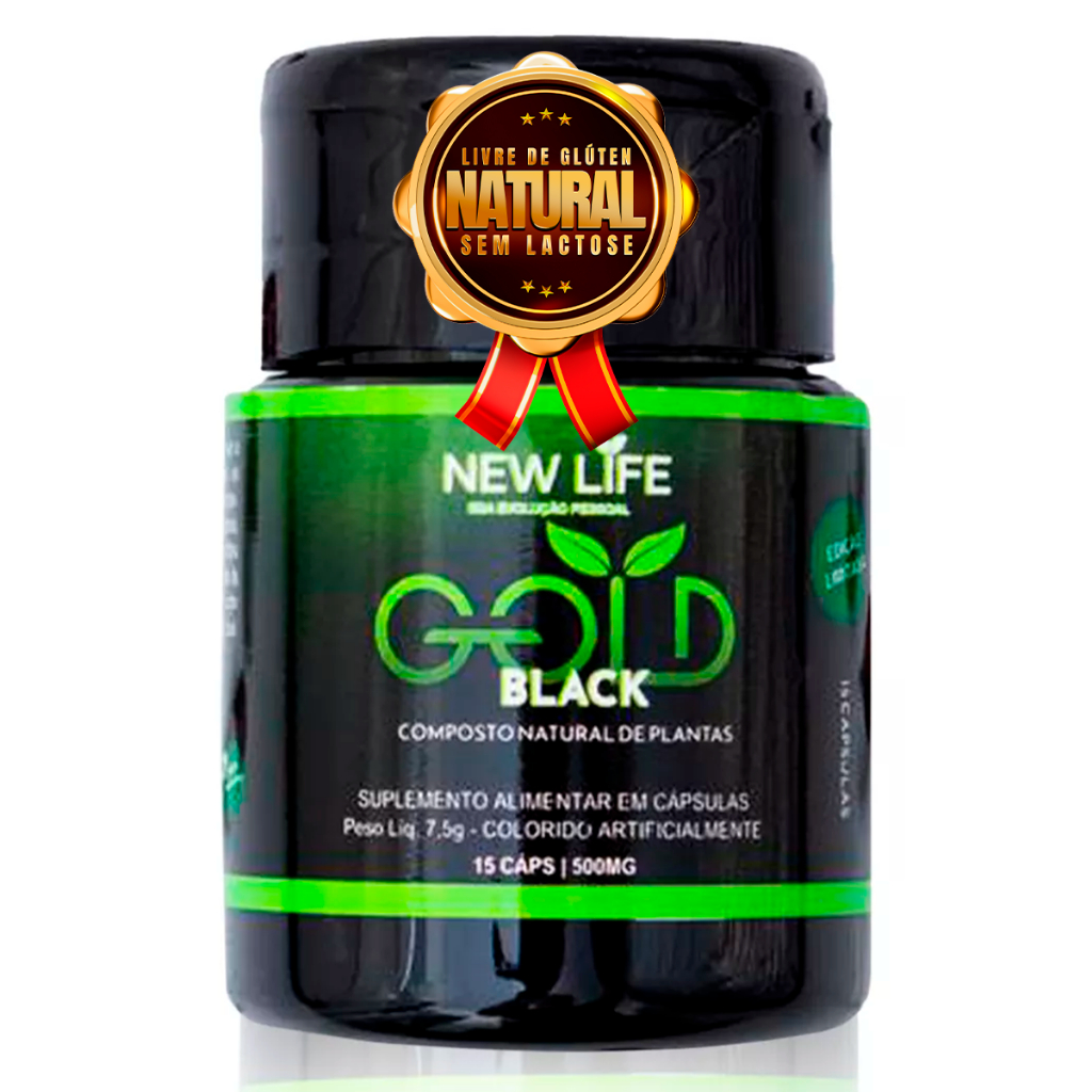New Life Gold Black Original 15caps com Ingredientes Naturais ...