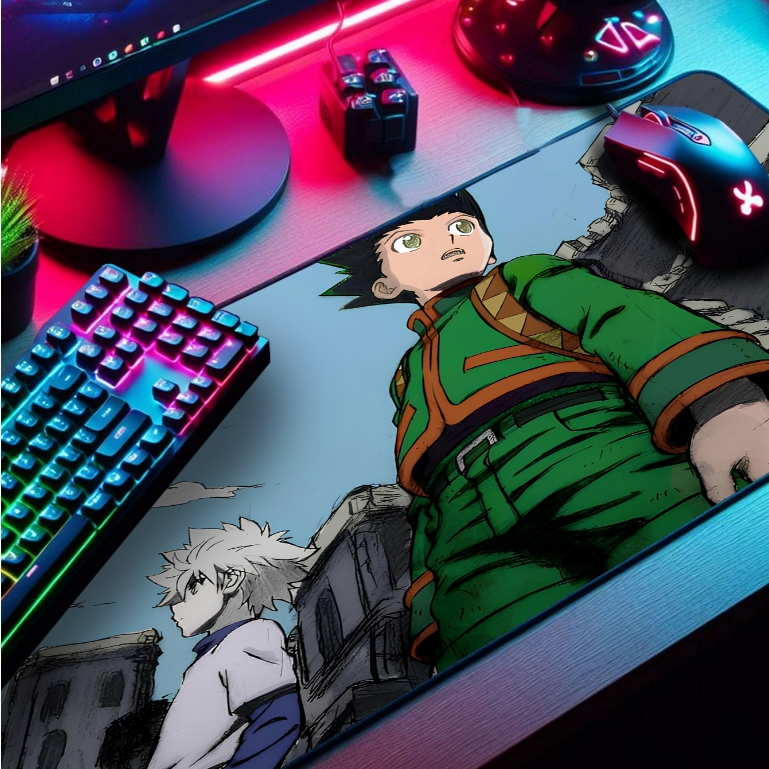 Mouse Pad Gamer p/ Destktop Borda Costurada Estampas HxH Diversos Tamanhos