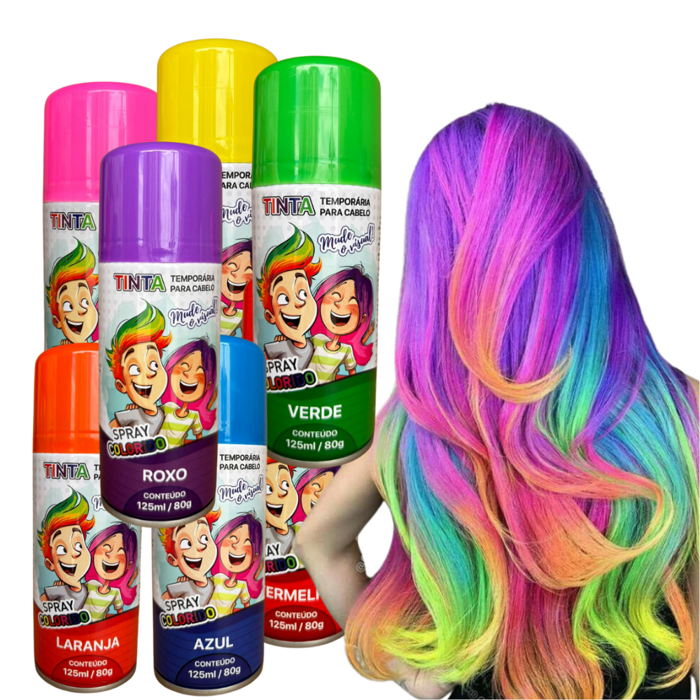 Kit Festa 04 Tinta Spray Lavável Cabelo Maluco Festa Colorido Escola ...