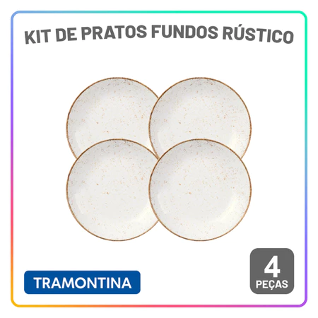 Aparelho de jantar rústico marrom tramontina jogo de pratos rasos, fundos e sobremesa opções de kits