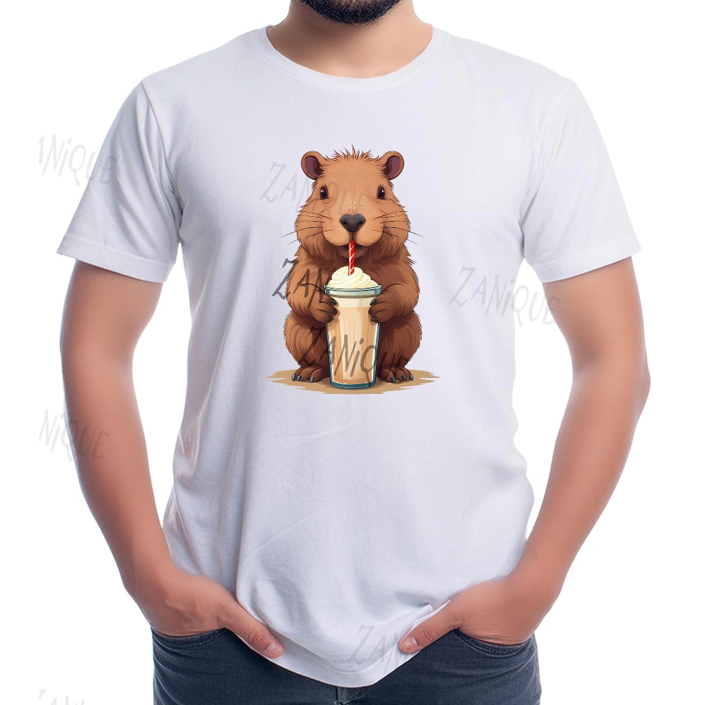 Camiseta personalizada Capivara tomando milk-shake - Cod A286 | Shopee ...