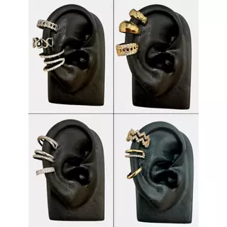 Piercing Fake Orelha Brinco Kit Pressão Argola Dourado Prateado