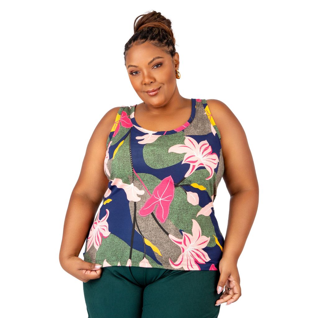 Plus Size Blusa Regata Estampada Blusa Plus Size Feminina Cropped