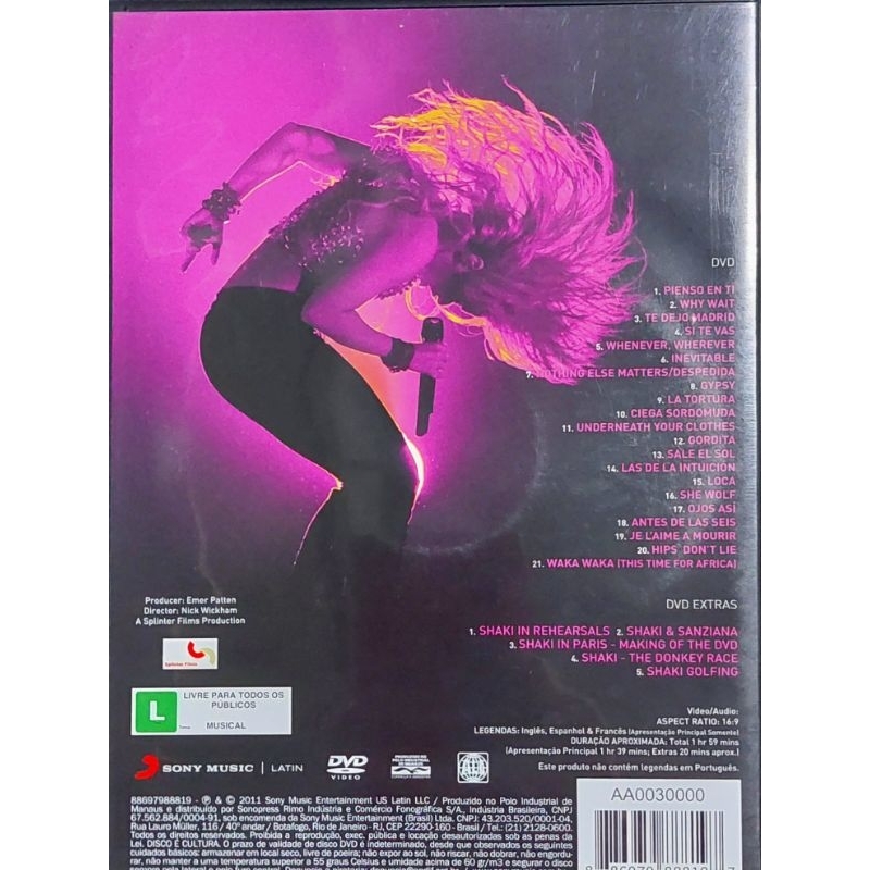 DVDs Shakira Originais - Fixation Tour, Live From Paris, Live Off