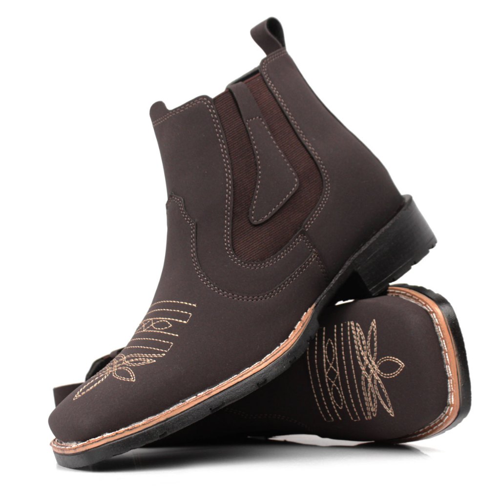 Botina Country Masculina – Bico Quadrado, Bordado Estilo Western ...