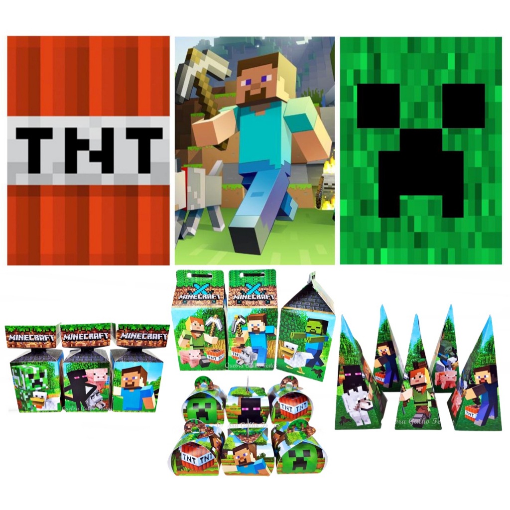Kit Minecraft 43 Itens Lembrancinhas Minecraft Decoração Minecraft ...