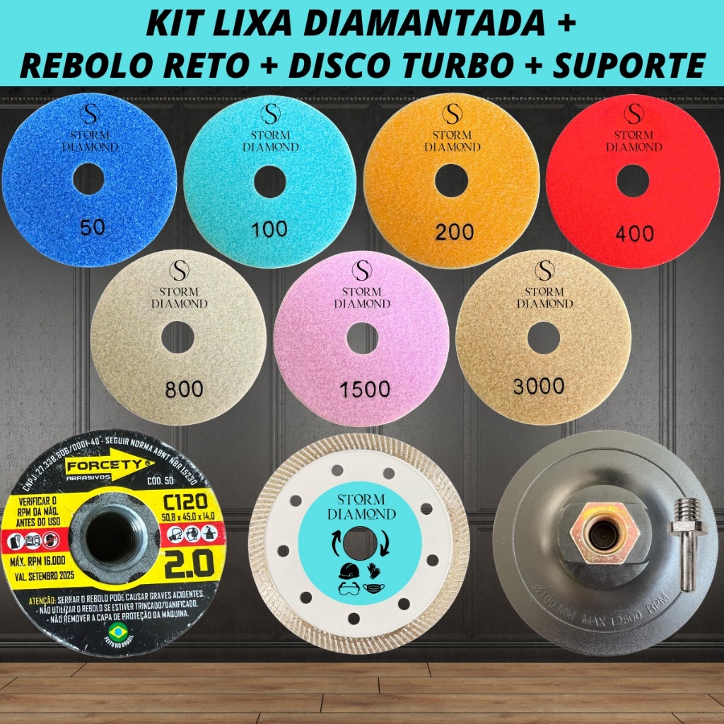 Kit Acabamento 45 Graus Porcelanato Disco De Corte + Lixa Diamantada ...